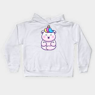 Cute baby unicorn meditation cartoon Kids Hoodie